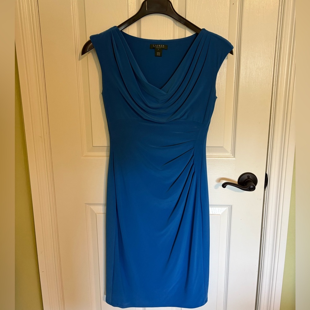 Ralph Lauren Blue Ruched Dress